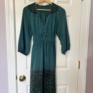Sandro Silk Paisley Vneck Midi Dress Size 1